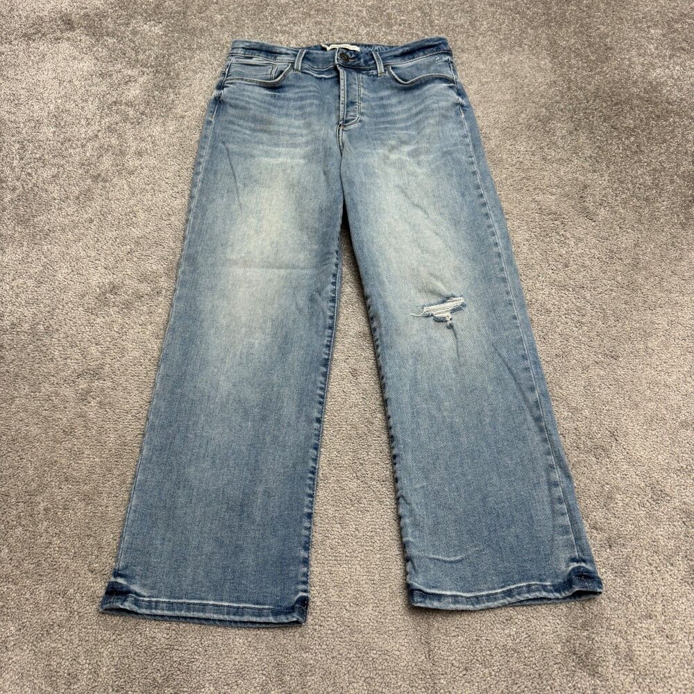 Wheterly Button Fly Wide Leg Denim Jeans Womens 29/8 Light Wash High Rise Casual